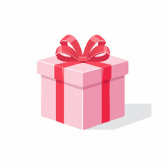 Fototapeta premium Pink Gift Box with Red Ribbon and Bow