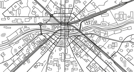 Obraz premium Detailed City Map Blueprint with Roads and Buildings.