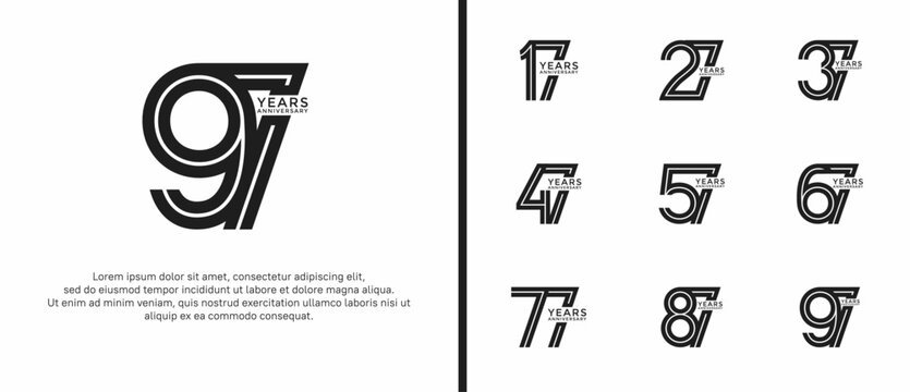 anniversary vector logo set, black color can be use for celebration