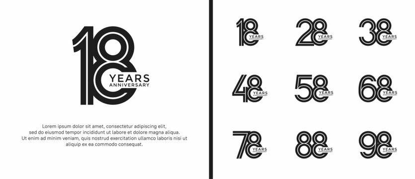 anniversary vector logo set, black color can be use for celebration