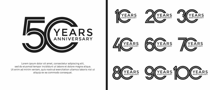 anniversary vector logo set, black color can be use for celebration