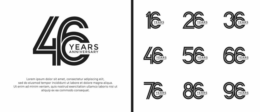 anniversary vector logo set, black color can be use for celebration
