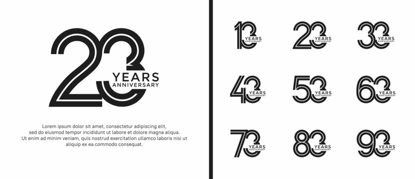 anniversary vector logo set, black color can be use for celebration