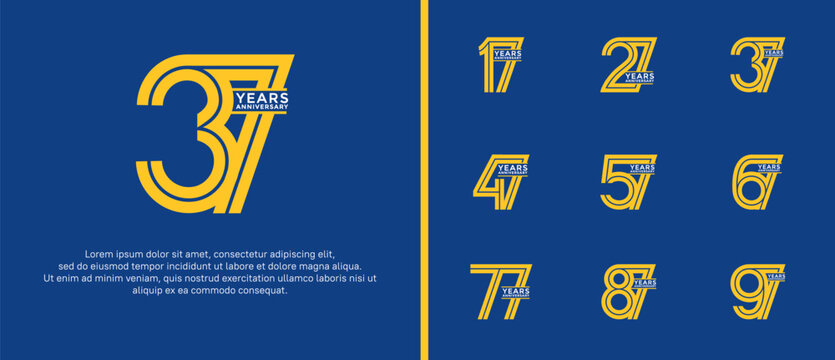 anniversary vector logo set, yellow color can be use for celebration