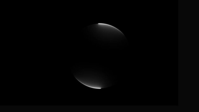 Dark Planet Surface with Glowing Edges in Space celestial body black background.