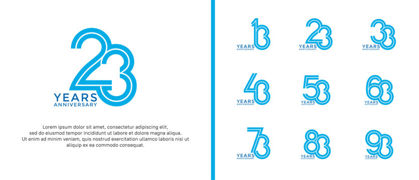 anniversary vector logo set, blue color can be use for celebration