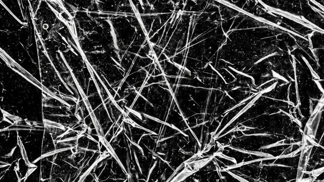 Abstract Crumpled Plastic Film Texture on Black Background