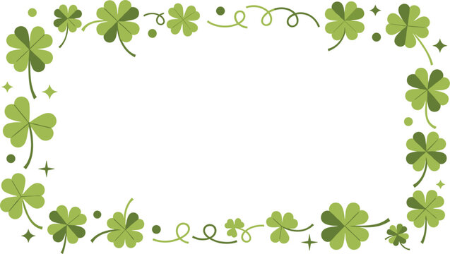 Green shamrock clover decorative frame border with swirling vines festive St Patrick&rsquo;s Day background elegant botanical vector design
