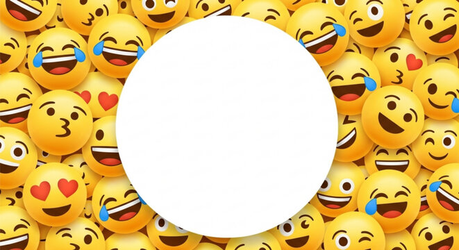 World Emoji Day template with circular frame of emoji pattern
