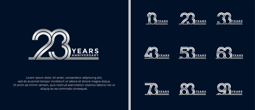 anniversary vector logo set, silver color can be use for celebration