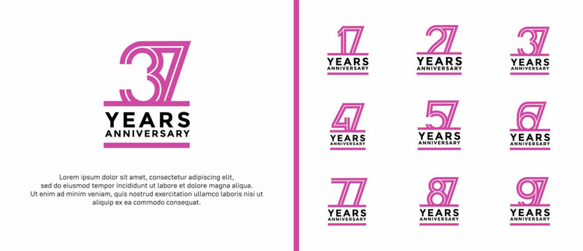 anniversary vector logo set, purple and black color can be use for celebration