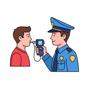 Police Officer Administers Breathalyzer Test To Driver