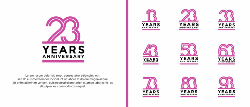 anniversary vector logo set, purple and black color can be use for celebration