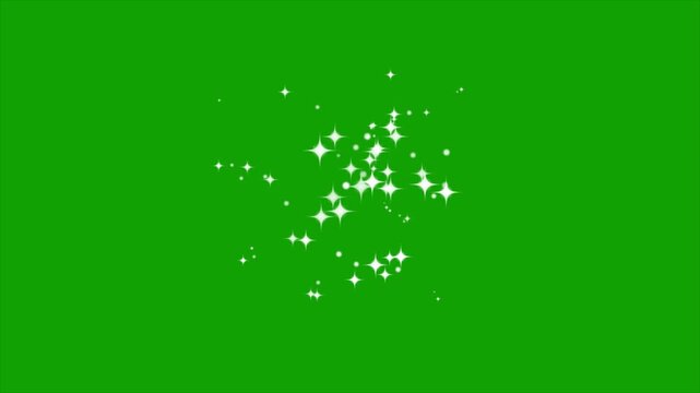 Twinkle sparkle stars animation video, looping twinkling star particles, glowing glitter magic trail effect, green screen overlay background