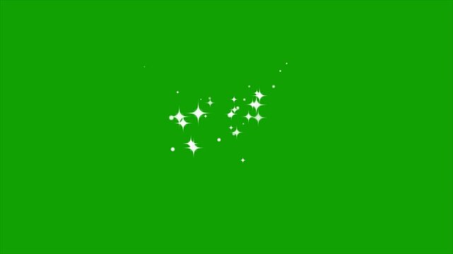 Sparkle stars animation video, twinkling star particles trail, glowing glitter magic effect, green screen overlay background