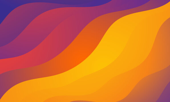 Abstract colorful vector background with flowing orange and yellow waves and smooth gradient curves