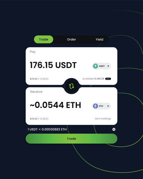 Cryptocurrency Swap Interface UI Design with Dark Theme and Green Accents
