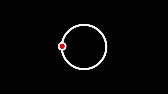 Minimalist White Circle Loading Animation with Red Dot Progress Indicator on Black Background minimalist.