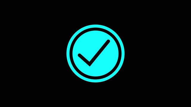 Teal Checkmark on Black Background Confirmation Symbol Animated checkmark confirmation.