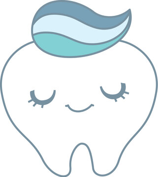 Tooth with toothpaste