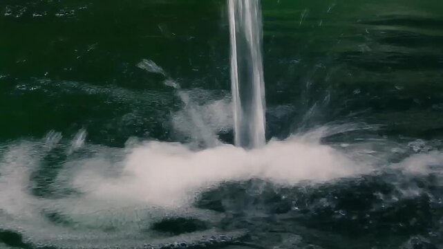 Jet ski racing past a boat on the sea with splashing water in a pool-like scene