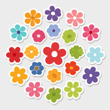 Collection of Colorful Cartoon Flowers