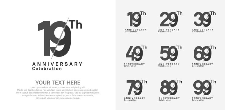 Anniversary logo set vector design, black color for celebration event