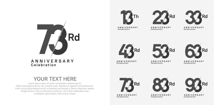 Anniversary logo set vector design, black color for celebration event