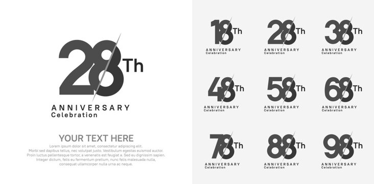 Anniversary logo set vector design, black color for celebration event