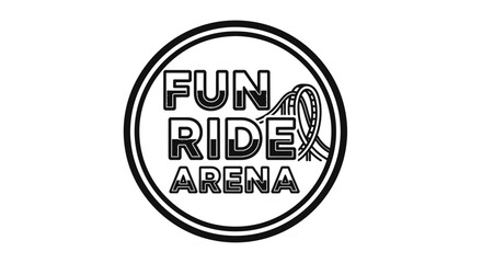 Fototapeta premium Fun ride arena logo black and white emblem amusement park concept