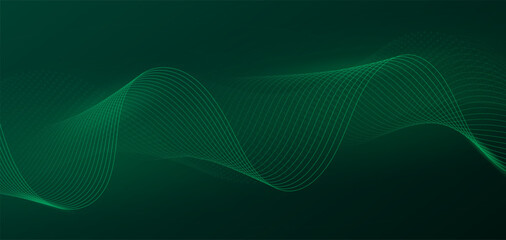 Green technology background with wave pattern illustration shows motion in technology landscape © Rion Store