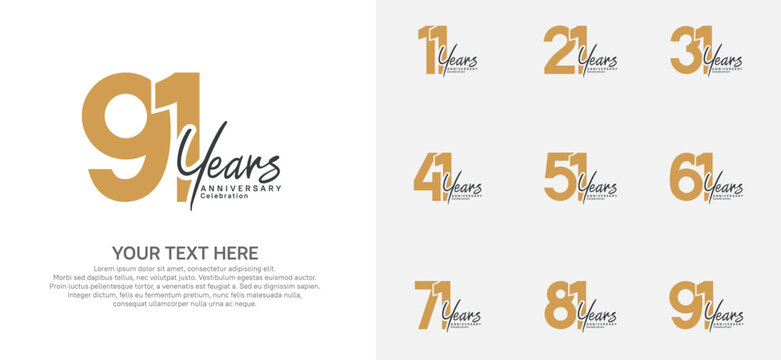 Anniversary logo set vector design, brown and black color for celebration event