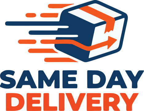 Same day delivery fast package shipping flat vector illustration