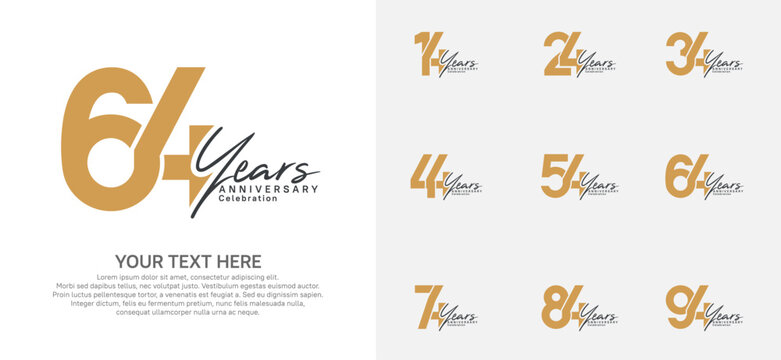 Anniversary logo set vector design, brown color for celebration event