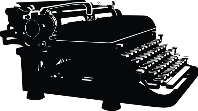 Vintage Typewriter Silhouette Isolated on White