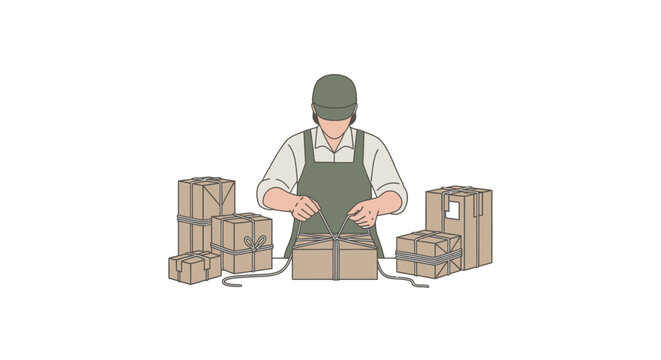 Person wrapping packages illustration vector design delivery service