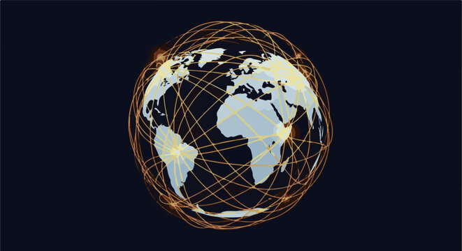 Abstract glowing globe with interconnected lines against a dark background