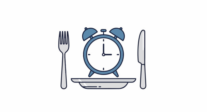 Alarm clock on plate with fork and knife