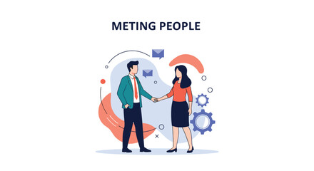 Fototapeta premium Professional colleagues greet each other with a handshake during a business meeting to establish a new corporate partnership today.