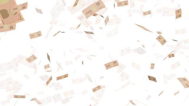 お札が上から下へ降ってくるループアニメーション（背景透過）