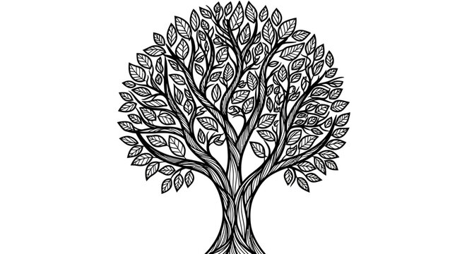 Hand-drawn Tree of Life Illustration - Black and White Sketch