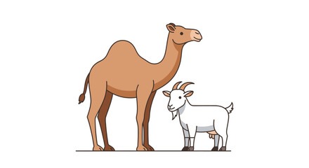 Fototapeta premium Camel and goat illustration on white background