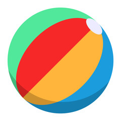 Fototapeta premium Kid toys rubber ball for outdoor play flat color icon 