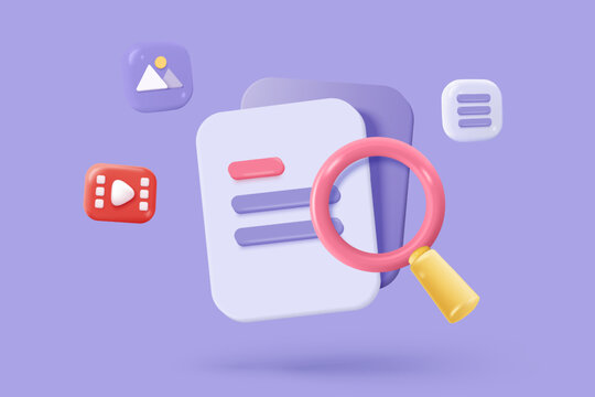 3d media cloud for management multimedia file document. Image and video document folder on digital file, app with data transfer notification icon. 3d cloud storage icon vector render illustration