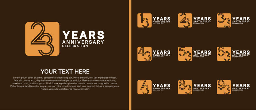 anniversary logo set with circle. brown and white color on brown background for celebration moment