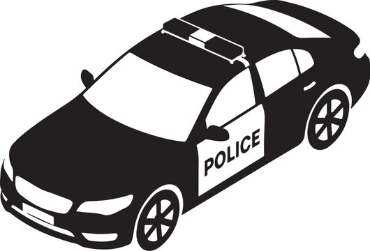 Police Car Vector, Black Police Vehicle Icon, Law Enforcement Automobile Illustration, Emergency Response Car