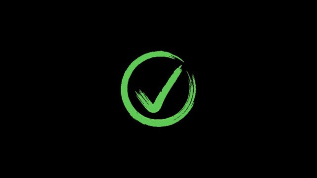 Animated green checkmarks on black background motion graphics