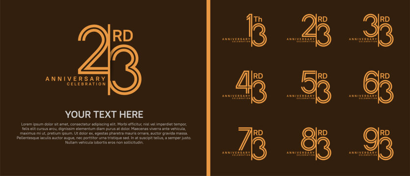 anniversary logo set with split style. brown color on brown background for celebration moment