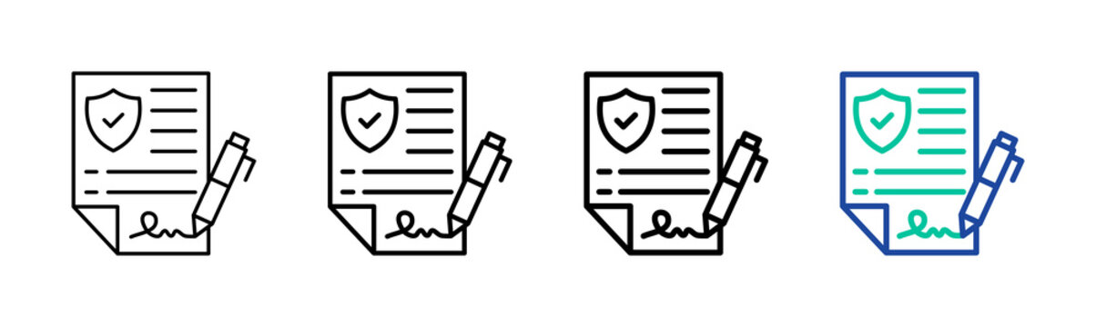 Insurance Policy Icon Collection Different Style Outline