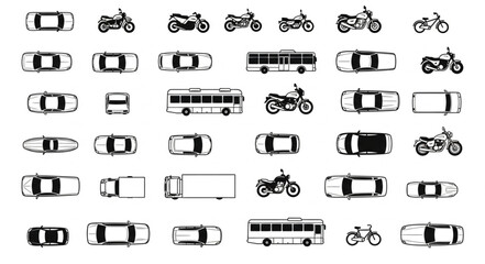 Collection of Top Down Vehicle Silhouettes. © Untung